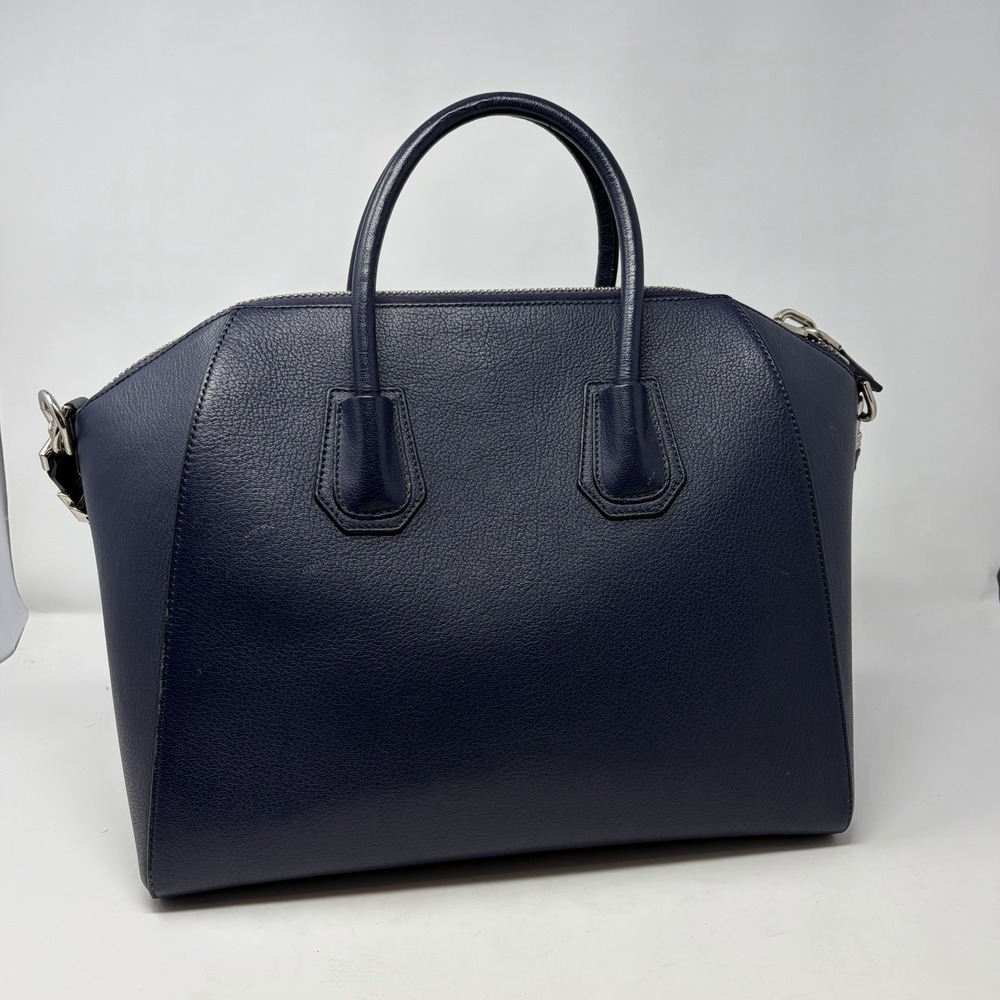 Givenchy Antigona‎ Silver Hardware Shoulder Bag Medium Blue Leather - Picture 6 of 16